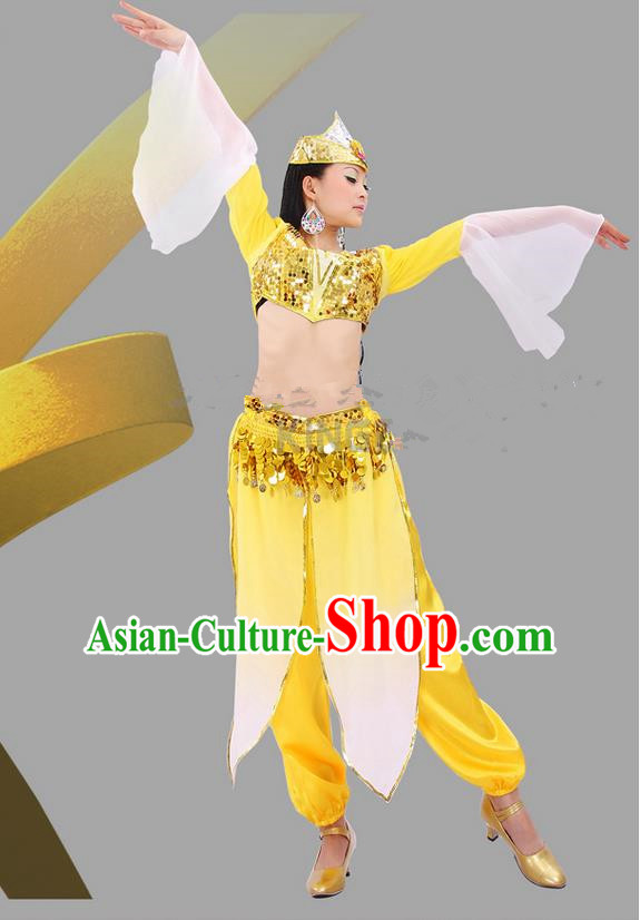 Traditional Indian Dancing Costume, Folk Dance Ethnic Costume, Chinese Xinjiang Nationality Dancing Costumes, Belly Dance Cloth for Women