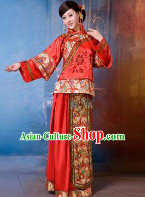 Traditional Chinese Women Dress Bride Clothes Wedding Long Dress Evening Dresses