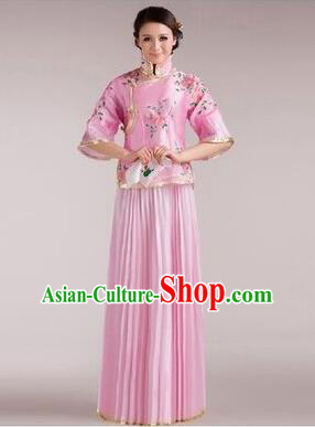 Min Guo Girl Dress Chinese Traditional Costume Stage Show Ceremonial Dress Pink