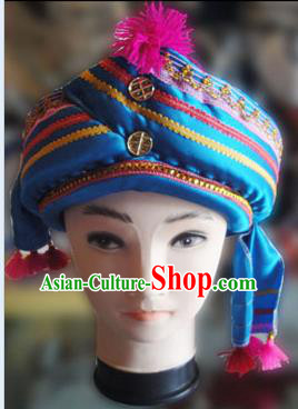 Chinese Traditional Miao Minority Hmong Folk Ethnic Hat, Tujia Minority Hat for Men