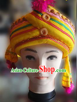 Chinese Traditional Miao Minority Hmong Folk Ethnic Hat, Tujia Minority Hat for Men