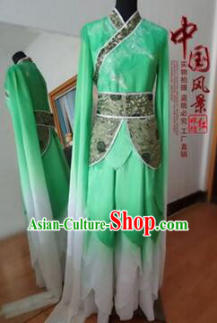 Chinese Traditional Costume Empresses in the Palace Water Sleeves Qi Xian nv Dancing Clothes Jing Hong Wu Green