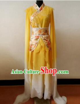 Chinese Traditional Costume Empresses in the Palace Water Sleeves Qi Xian nv Dancing Clothes Jing Hong Yellow