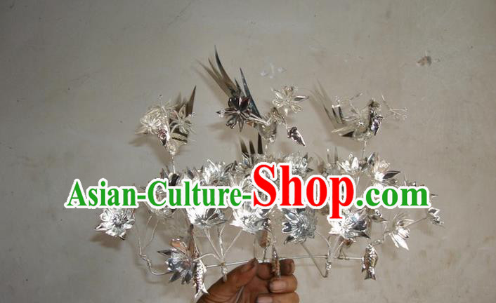 Chinese Traditional Miao Minority Hmong Folk Ethnic Hair Clip, Silver Headwear, Miao Jewelry Accessories Hairpin for Women