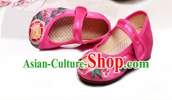 Traditional Chinese Folk Dance Shoes, Children Embroidered Shoes, Chinese Embroidery Fabric Shoes for Kids