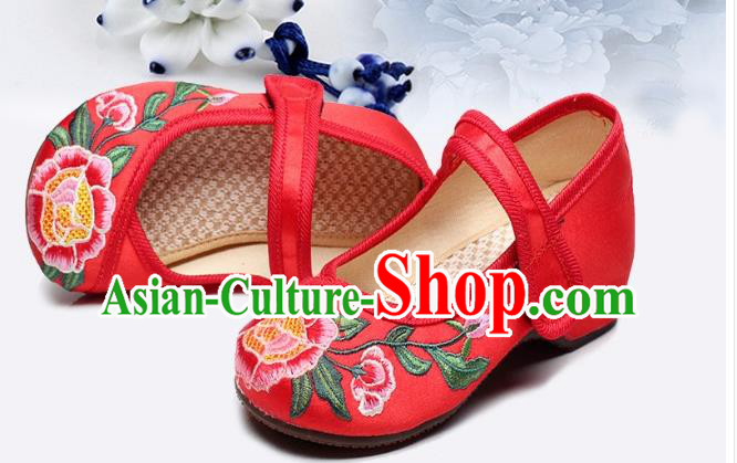 Traditional Chinese Folk Dance Shoes, Children Embroidered Shoes, Chinese Embroidery Fabric Shoes for Kids