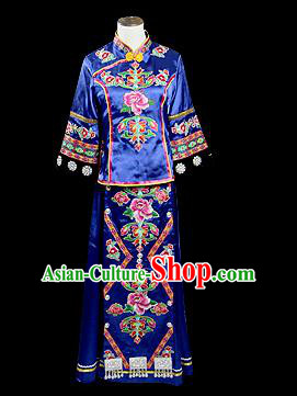 Traditional Chinese Tujia Nationality Dancing Costume, Tujia Female Folk Dance Ethnic Pleated Skirt, Chinese Minority Nationality Embroidery Costume for Women