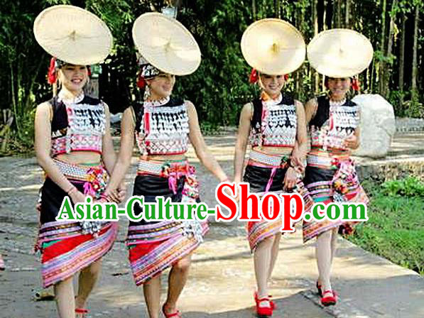 Traditional Chinese Dai Nationality Dancing Costume, Folk Dance Ethnic Costume, Chinese Minority Nationality Dancing Costume for Women