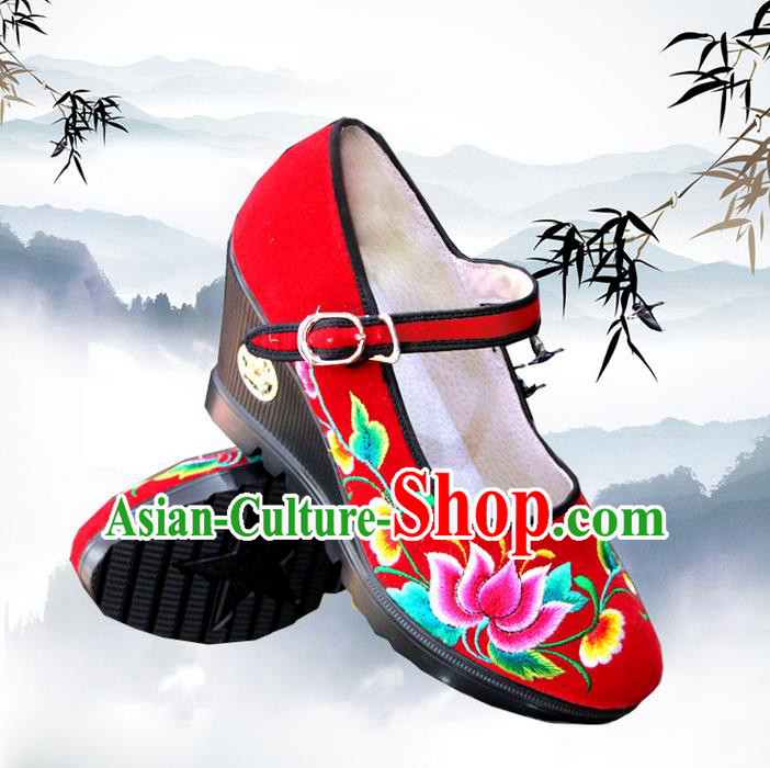 Traditional Chinese Folk Dance Shoes, Female Embroidered Shoes, Chinese Embroidery Fabric Shoes for Women