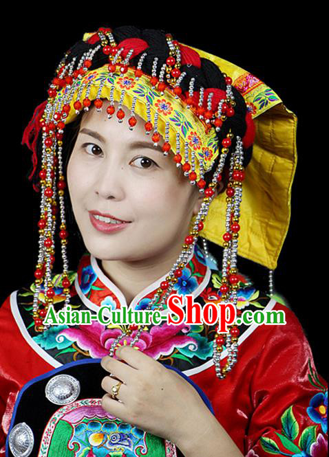 Traditional Chinese Miao Nationality Headwear, Hmong Female Folk Wedding Hat, Ethnic Accessories Crown, Chinese Minority Nationality Jewelry Accessories for Women