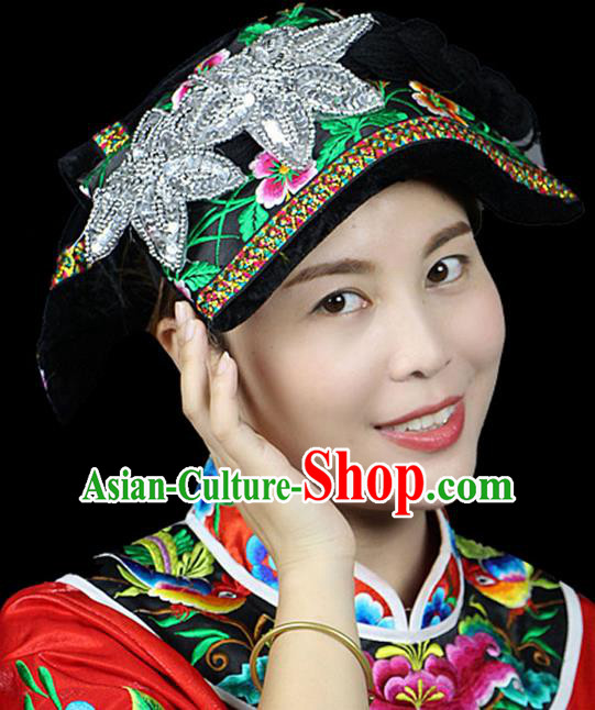 Traditional Chinese Miao Nationality Headwear, Hmong Female Folk Wedding Hat, Ethnic Accessories Crown, Chinese Minority Nationality Jewelry Accessories for Women