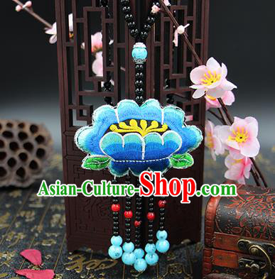 Traditional Chinese Miao Nationality Necklace, Hmong Folk Wedding Embroidery Sweater Chain, Chinese Minority Nationality Jewelry Accessories for Women