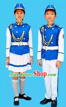 Traditional Modern Military Costume, Children Opening Flag Raiser Ceremony Costume, Modern Military Band Clothing for Students