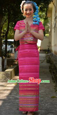 Traditional Asian Thai Dance Costume Complete Set, Chinese Dai Nationality Clothing for Women