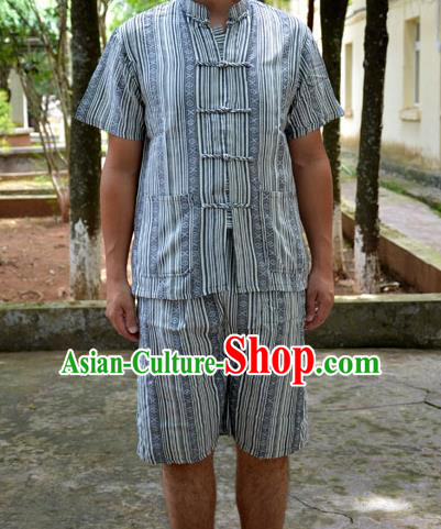 Traditional Asian Thai Male T-shirt, Thai Clothes Signature Cotton Shirt for Men