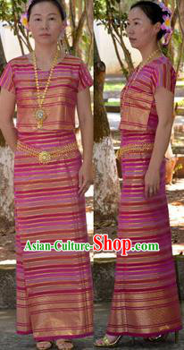 Traditional Asian Thai Dance Costume Complete Set, Chinese Dai Nationality Clothing for Women