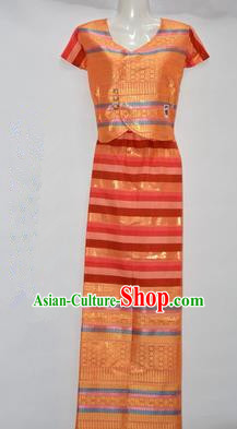 Traditional Asian Thai Dance Costume Complete Set, Chinese Dai Nationality Clothing for Women