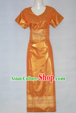 Traditional Asian Thai Dance Costume Complete Set, Chinese Dai Nationality Clothing for Women