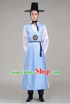 Korean Traditional Formal Dress for Men Clothes Traditional Korean Costumes Full Dress Formal Attire Ceremonial Dress Court Dark Blue