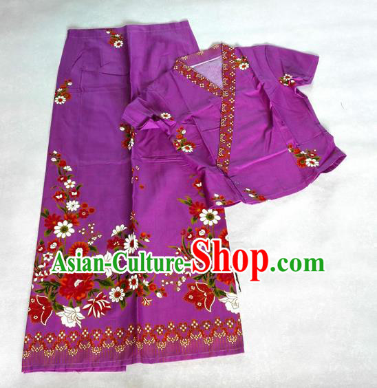 Traditional Asian Thai Costume Complete Set, Thai Top Grade Silk Fabrics Suit for Women