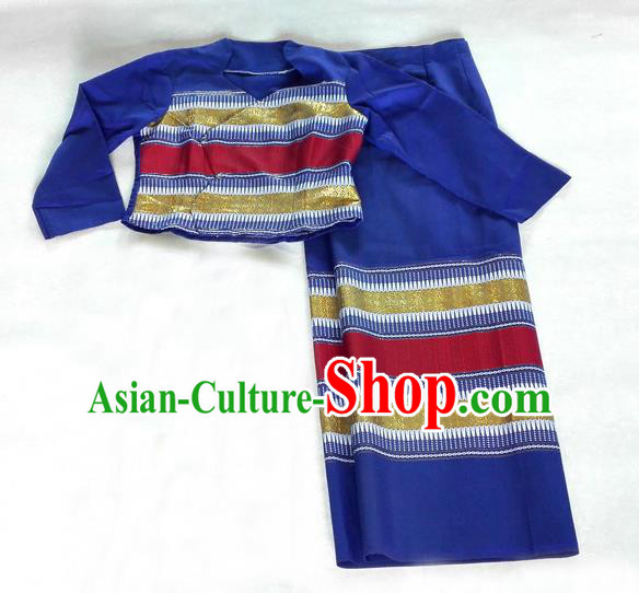 Traditional Asian Thai Costume Complete Set, Thai Top Grade Silk Fabrics Suit for Women