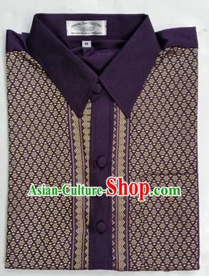 Traditional Asian Thai Palace Men Costume Skirt, Thai Royal Court Silk Dress Shirt for Men