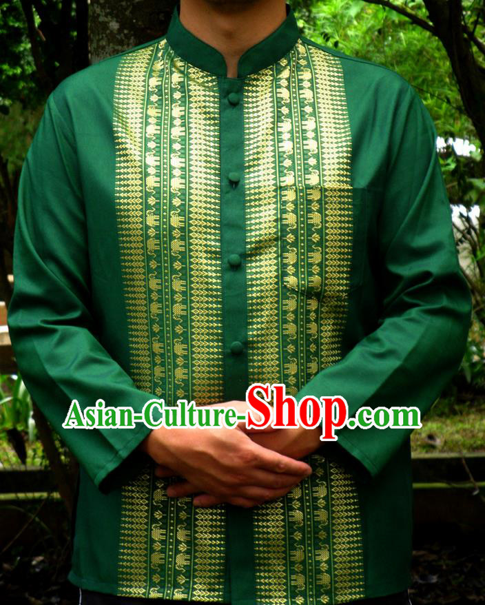 Traditional Asian Thai Palace Men Costume Skirt, Thai Royal Court Silk Dress Shirt for Men