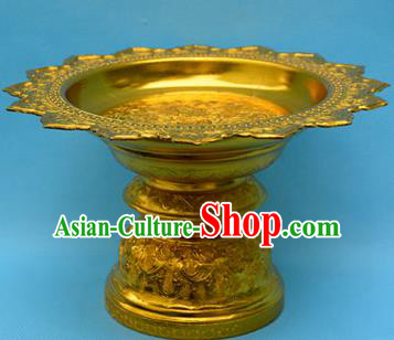 Traditional Asian Thai Palace decoration Ornaments Handicrafts, Thai Sacrificial High Tray Gilded Compote