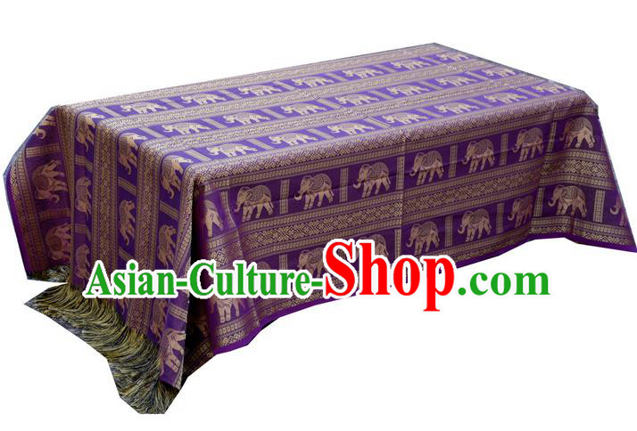 Traditional Asian Thai Palace decoration Ornaments Silk Elephant Table Cloth, Thai High Grade Silk Table Flag Table Cover