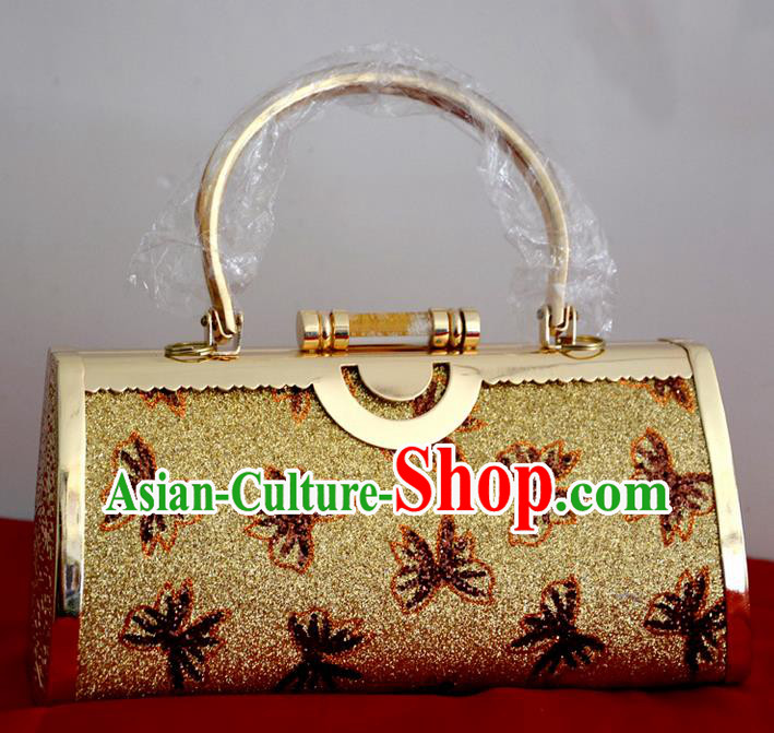 Traditional Asian Thai Jewelry Accessories Wedding Handbags, Thai Bangkok Bride Gold Handbags for Women