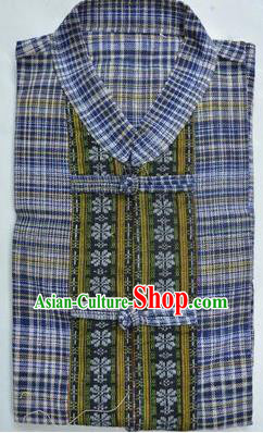 Traditional Asian Thai Palace Men Costume T-Skirt, Thai Linen Dress Shirt for Men