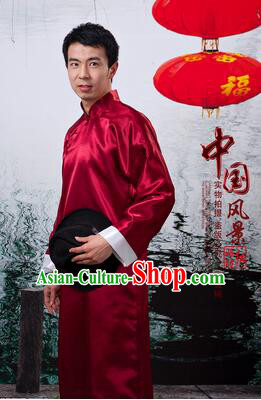 Chinese Traditional Dress Wu Si Period Men Stage Costume Lu Xun Chinese Long Garment