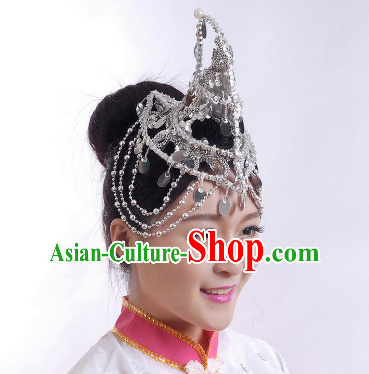 Traditional Chinese Yangge Hair Accessories, Fan Dancing Headwear, Folk Dance Yangko Headdress, China National Minority Dancing Stage Accessories