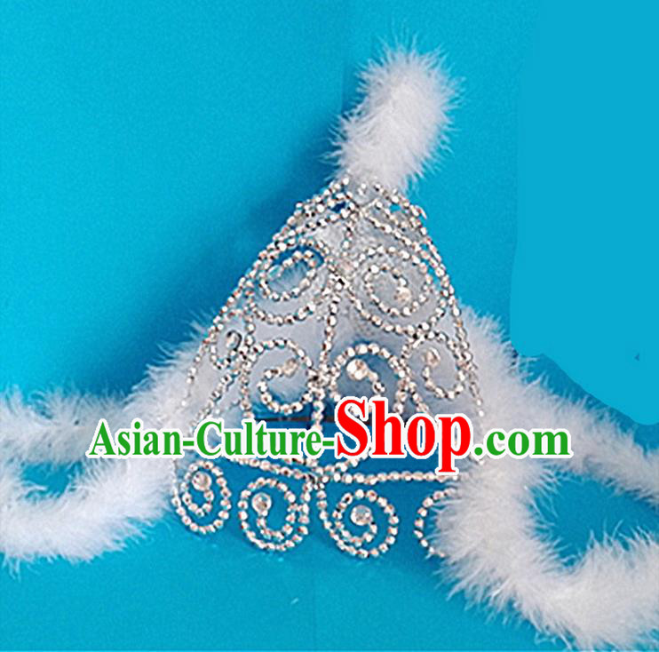 Traditional Chinese Yangge Hair Accessories, Fan Dancing Headwear, Folk Dance Yangko Headdress, China Mongol National Minority Dancing Stage Accessories