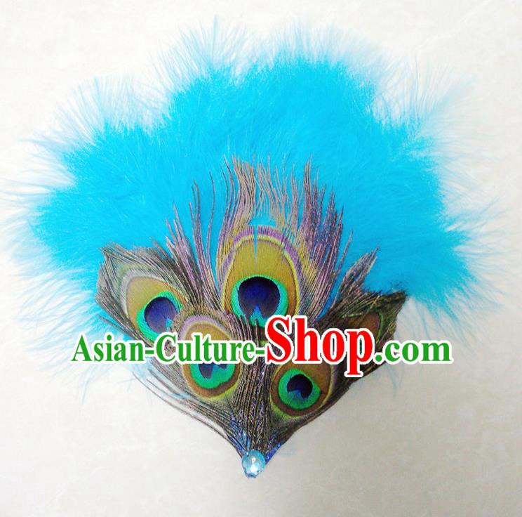 Traditional Chinese Yangge Hair Accessories, Fan Dancing Headwear, Folk Dance Yangko Headdress, China National Minority Peacock Dancing Stage Accessories