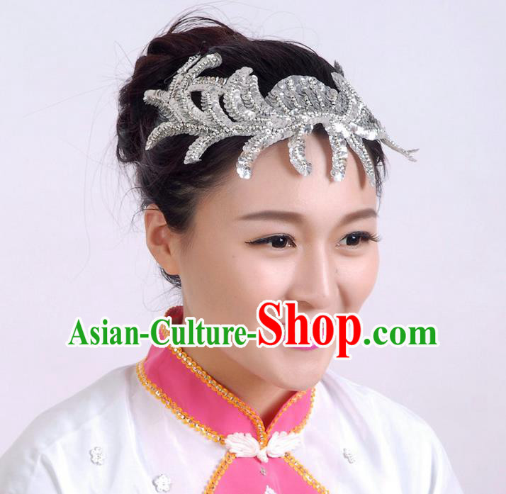 Traditional Chinese Yangge Hair Accessories, Fan Dancing Headwear, Folk Dance Yangko Peacock Dance Headdress, Stage Accessories Minimum Purchase 10