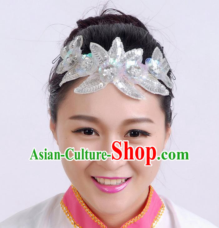 Traditional Chinese Yangge Hair Accessories, Fan Dancing Headwear, Folk Dance Yangko Peacock Dance Headdress, Stage Accessories Minimum Purchase 10