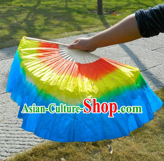 Traditional Chinese Yangge Fans, Silk Traditional Chinese Fans Oriental Fan Folk Dance Dance Ribbons Cultural Dances Hand Fan Minimum Purchase 10