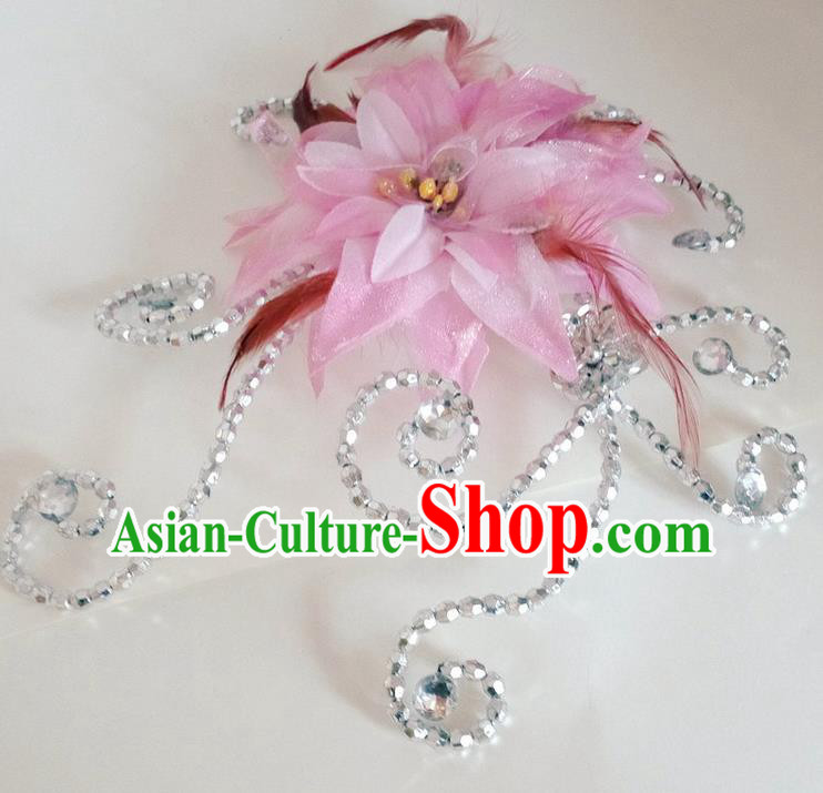 Traditional Chinese Yangge Hair Accessories, Fan Dancing Headwear, Folk Dance Yangko Headdress, China National Minority Peacock Dancing Stage Accessories