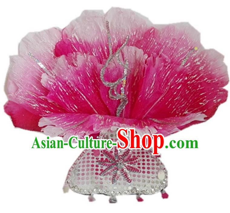 Traditional Chinese Yangge Hair Accessories, Fan Dancing Headwear, Folk Dance Yangko Headdress, China National Minority Peacock Dancing Stage Accessories