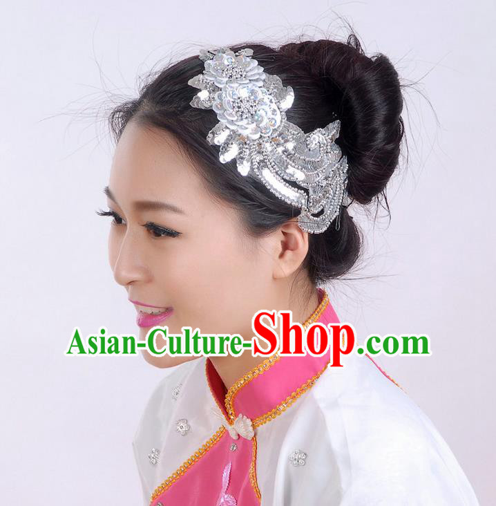 Traditional Chinese Yangge Hair Accessories, Fan Dancing Headwear, Folk Dance Yangko Headdress, Stage Accessories Minimum Purchase 10