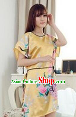 Night Suit for Women Night Gown Bedgown Leisure Wear Home Clothes Chinese Traditional Style Peacock Red
