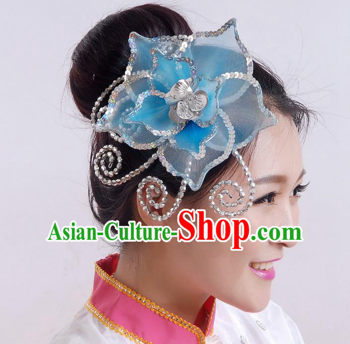 Traditional Chinese Yangge Hair Accessories, Fan Dancing Headwear, Folk Dance Yangko Peacock Dance Headdress, Stage Accessories