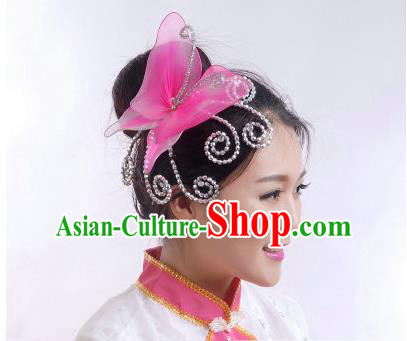 Traditional Chinese Yangge Hair Accessories, Fan Dancing Headwear, Folk Dance Yangko Peacock Dance Headdress, Stage Accessories