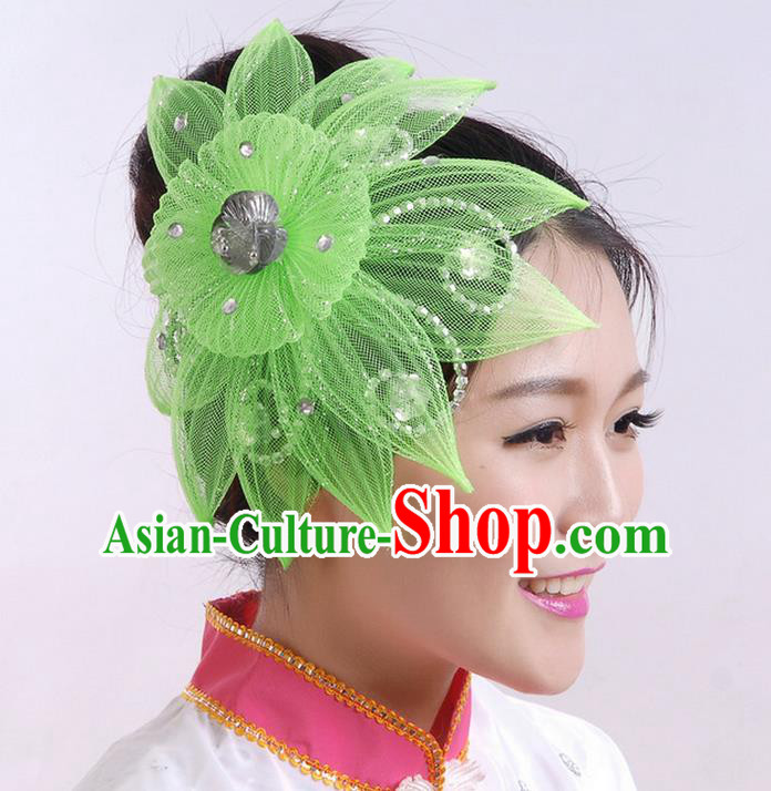 Traditional Chinese Yangge Hair Accessories, Fan Dancing Headwear, Folk Dance Yangko Peacock Dance Headdress, Stage Accessories