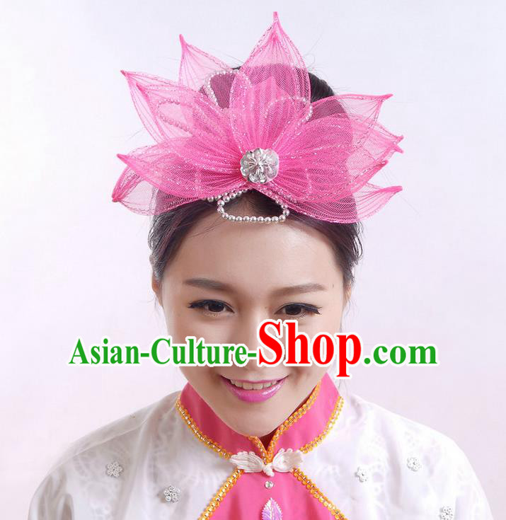 Traditional Chinese Yangge Hair Accessories, Fan Dancing Headwear, Folk Dance Yangko Peacock Dance Headdress, Stage Accessories