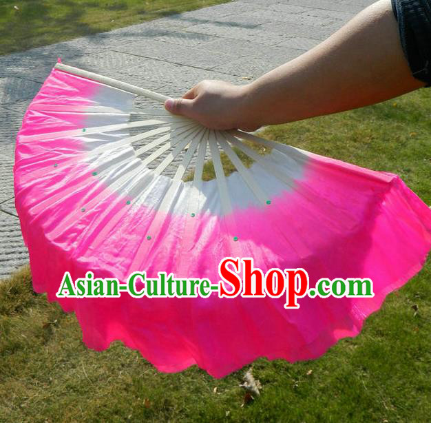 Traditional Pure Silk Color Change Chinese Dance Folk Dance Hand Fans Yangge Dance Hand Fan Oriental Fan