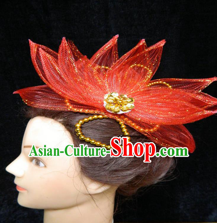 Traditional Chinese Yangge Hair Accessories, Fan Dancing Headwear, Folk Dance Yangko Peacock Dance Headdress, Stage Accessories