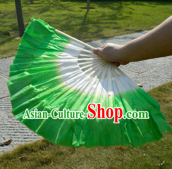 Traditional Pure Silk Color Change Chinese Dance Folk Dance Hand Fans Yangge Dance Hand Fan Oriental Fan