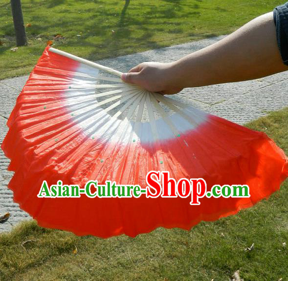 Traditional Pure Silk Color Change Chinese Dance Folk Dance Hand Fans Yangge Dance Hand Fan Oriental Fan